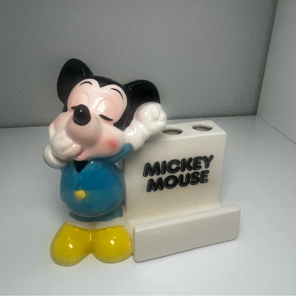 Vintage Disney Mickey Mouse Toothbrush Holder Bathroom Made in Japan Retro